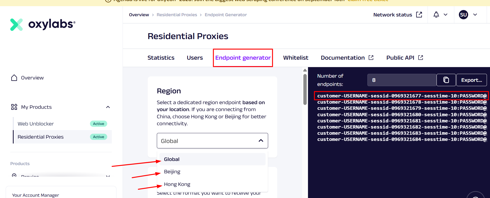 residential proxies -endpoint