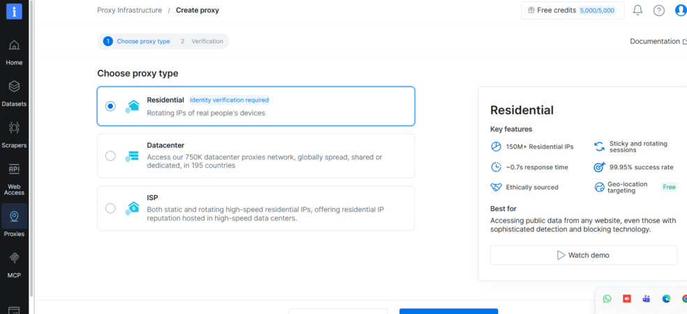 Bright data residential proxy dashboard