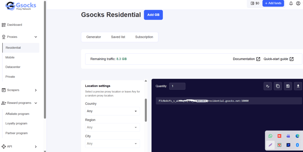 Gsocks  Dashboard